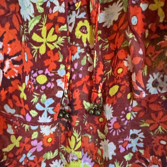 Free People Floral Bodysuit Ruffle Lace Boho Orange Color Size XS - Picture 10 of 10